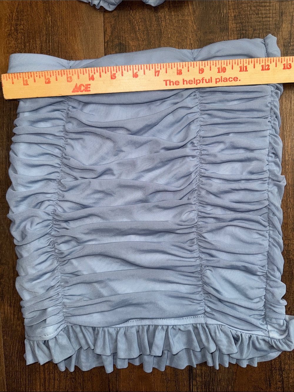 Iris Basic Light Blue Ruched Ruffle Two-Piece Skirt Set - Picture 6 of 11